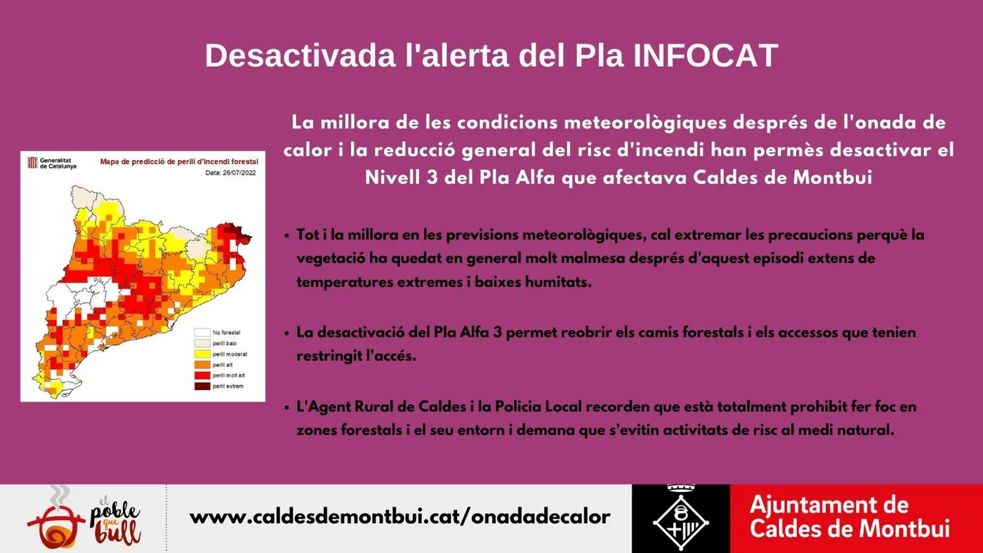 Caldes manté la vigilància intensiva dels punts amb més risc d'incendi forestal