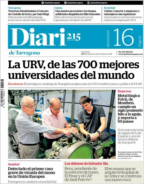 Cop d'ull als diaris d'aquest divendres 16 d'agost