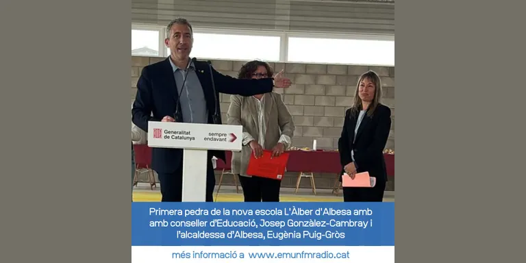 Primera pedra de la nova escola L'Àlber d'Albesa