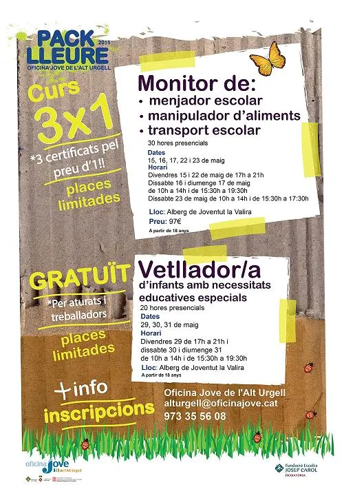 L'Oficina Jove ofereix un triple curs de monitor, transport escolar i manipulador d'aliments