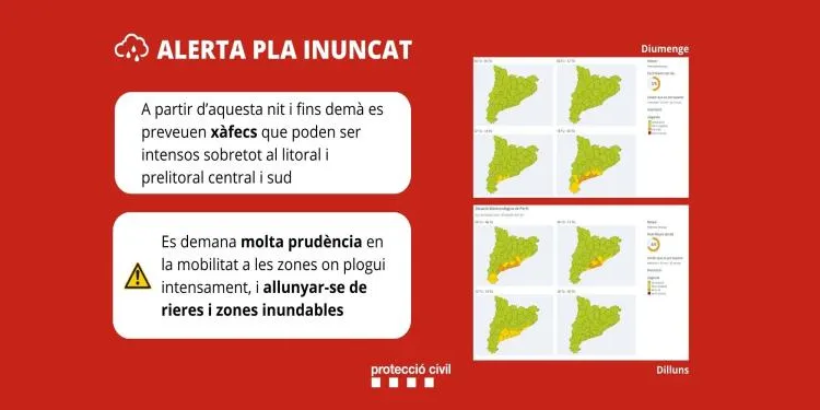 Protecció Civil desactiva l'alerta del pla INUNCAT, passats els episodis de precipitacions d'aquest diumenge i dilluns