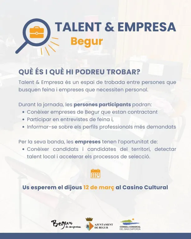 El Casino Cultural de Begur acull una jornada per connectar empreses i persones que busquen feina