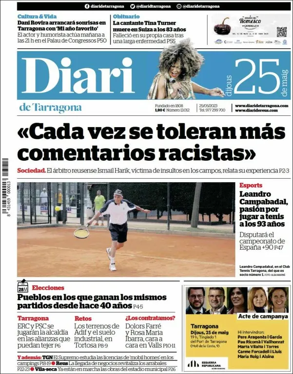 Consulta les portades dels diaris d'aquest 25 de maig