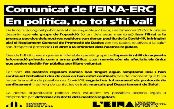L’Esquerra Independentista d’Altafulla denuncia la vulneració del dret a la intimitat dels seus regidors per part de membres de l’oposició