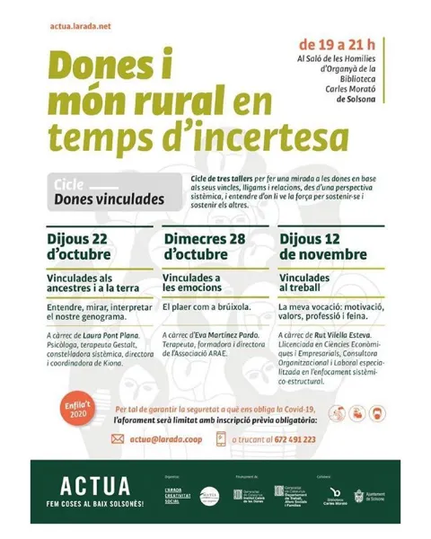 La biblioteca de Solsona acollirà aquesta tardor un cicle de l'Arada sobre "Dones i món rural en temps d'incertesa"