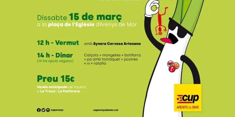 La CUP organitza la 14a edició de la Calçotada Popular el pròxim 15 de març