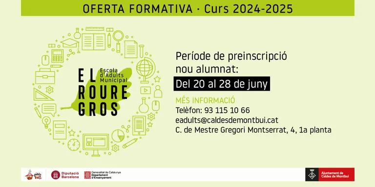 L’Escola d’adults el Roure Gros presenta l’oferta formativa pel proper curs