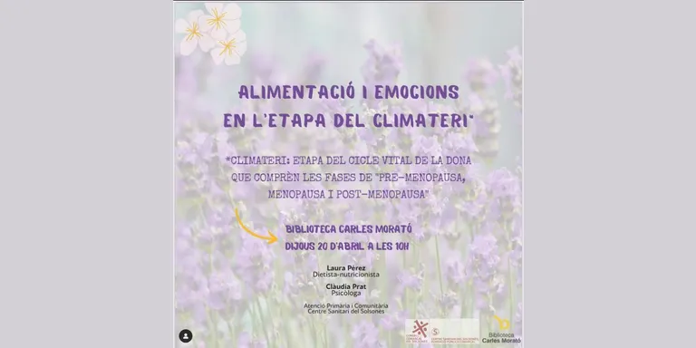 El Centre Sanitari organitza una xerrada sobre alimentació i emocions en l'etapa de la menopausa