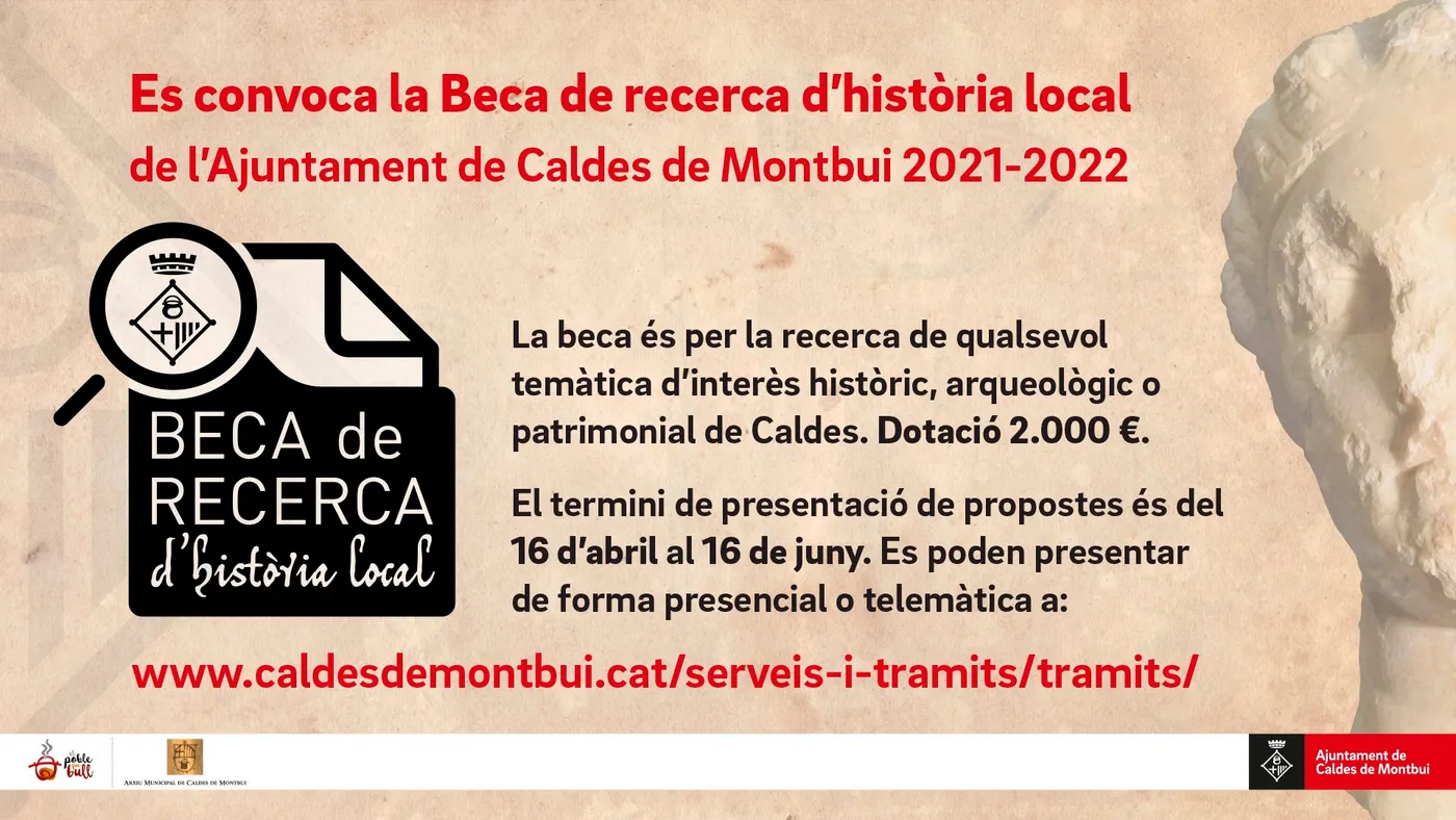 L’Ajuntament de Caldes convoca la quarta edició de la Beca de recerca d’història local, dotada amb 2.000 euros
