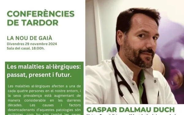'Les malalties al·lèrgiques: passat, present i futur' en la nova sessió del cicle de 'Conferències de Tardor' de la Nou de Gaià