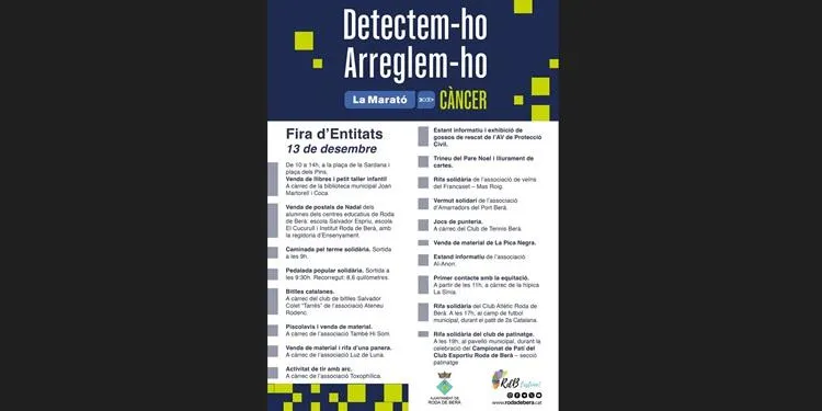 Roda de Berà celebra aquest dissabte la Fira d’Entitats en benefici de la Marató de 3Cat