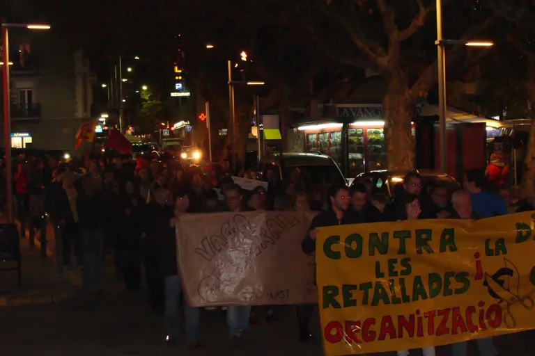 Manifestació unitària al passeig Joan Brudieu per recolzar la vaga