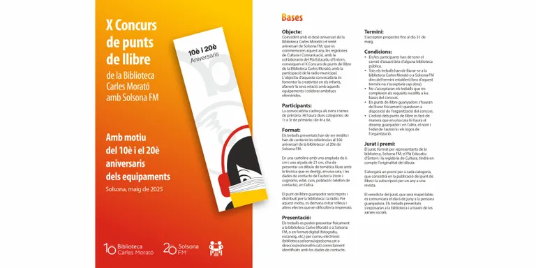 Convocat el 10è concurs de punts de llibre de la biblioteca, amb l'aniversari de l'equipament i el de la ràdio com a tema