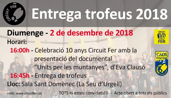 Cloenda del Cadí Circuit Fer 2018 amb el lliurament de trofeus