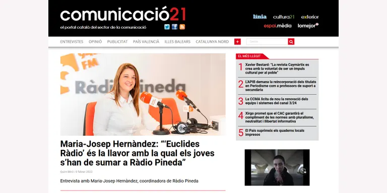 Comunicació 21 entrevista la coordinadora de Ràdio Pineda