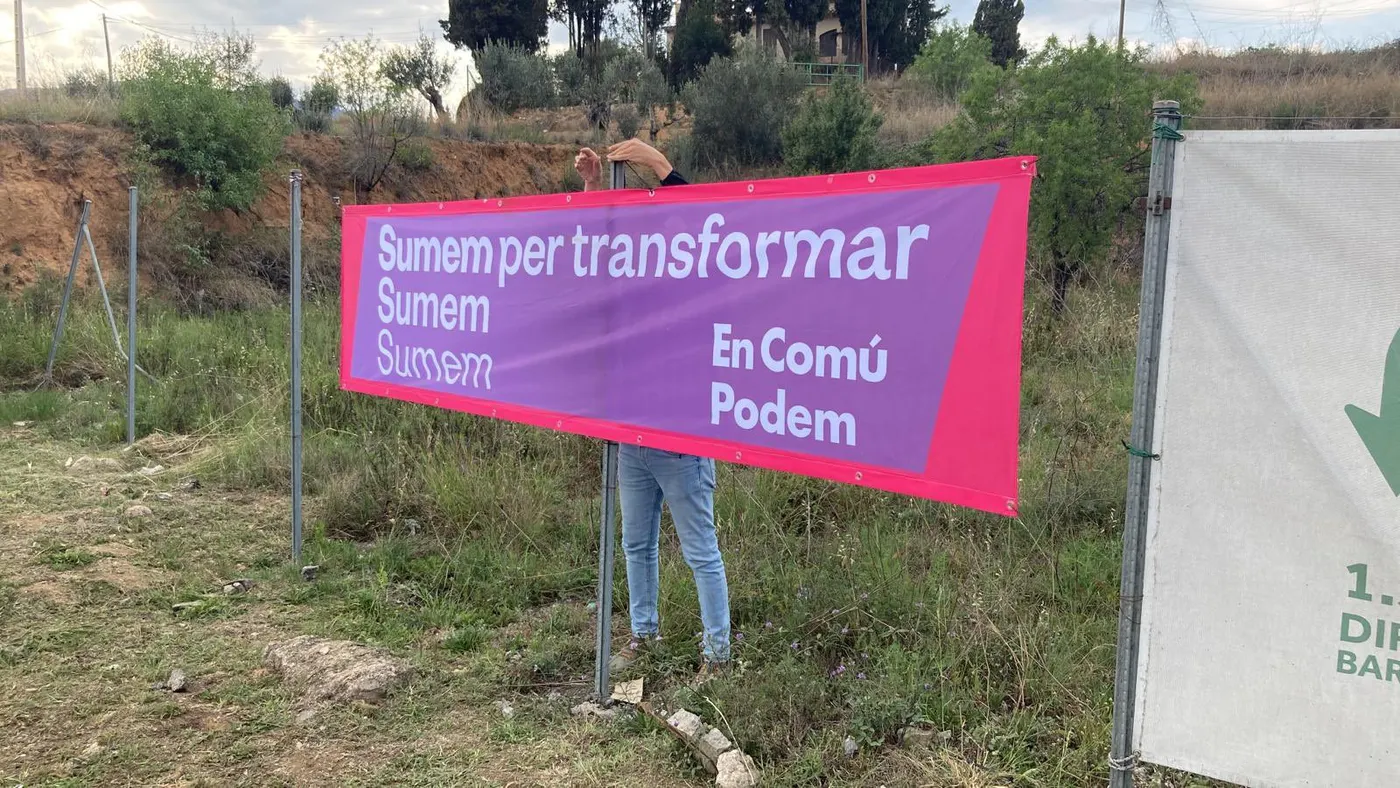 En Comú Podem denuncia a les xarxes la vandalització d’una pancarta electoral