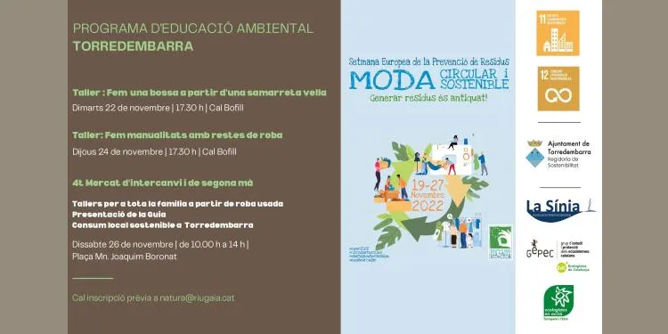 Torredembarra organitza tallers i el 4t Mercat d'intercanvi i de segona mà per celebrar la Setmana Europea de la Prevenció de Residus