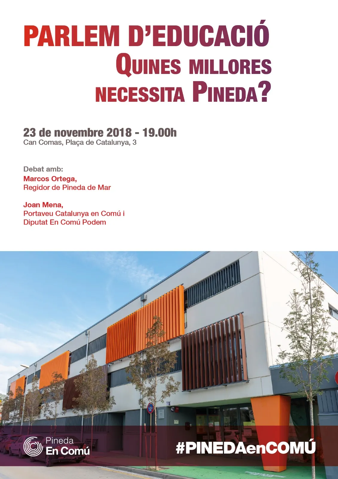 Pineda en Comú organitza un acte per parlar d'eduació