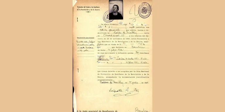 L’Arxiu Municipal mostra un expedient de 1944 per rebre un ajut d’orfandat a causa de la Guerra Civil
