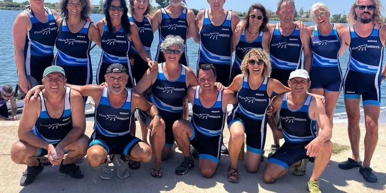 Els dos veterans del Club de Rem d’Arenys acaben cinquens al Campionat de Catalunya de Llagut