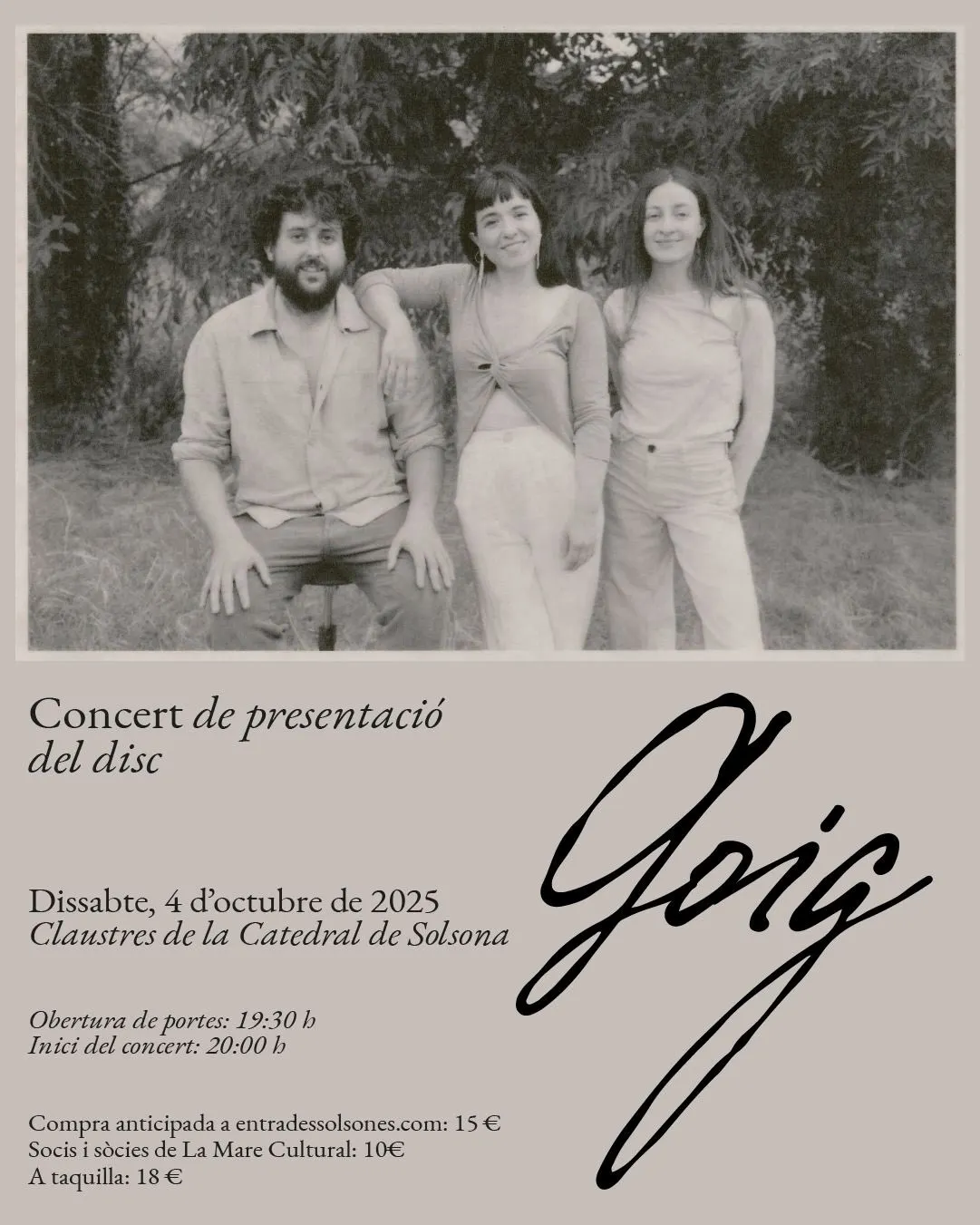 Goig presenta el seu nou disc als Claustres de la Catedral de Solsona