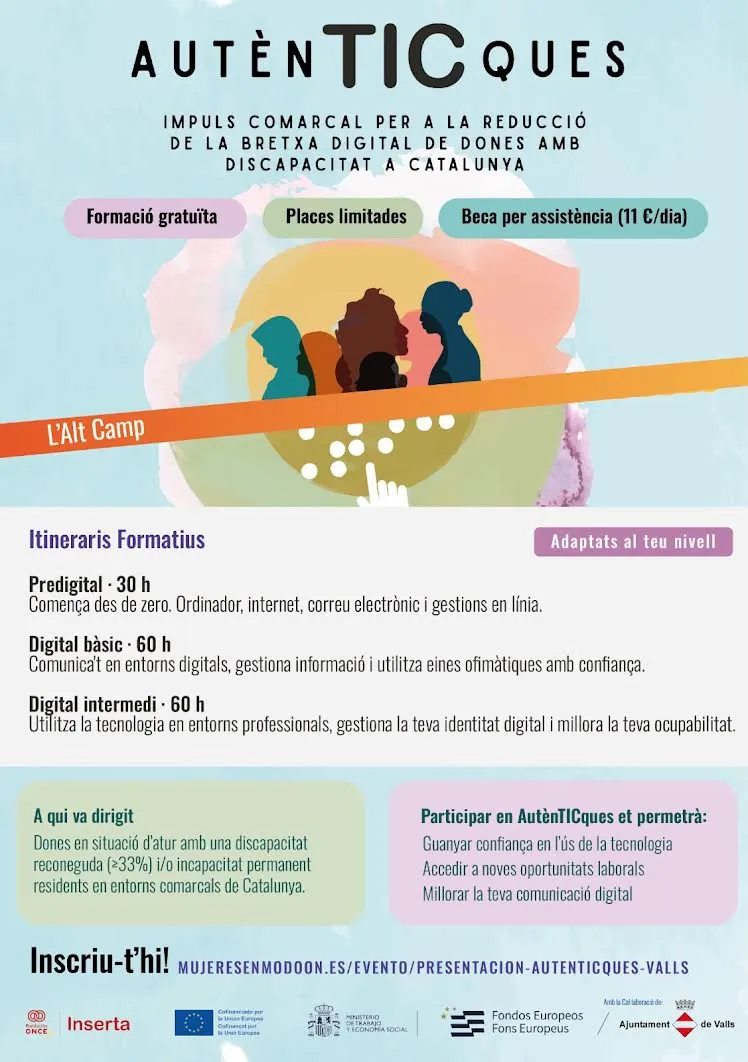 AUTÈNTICQUES ofereix a Valls formació digital gratuïta per a dones amb discapacitat