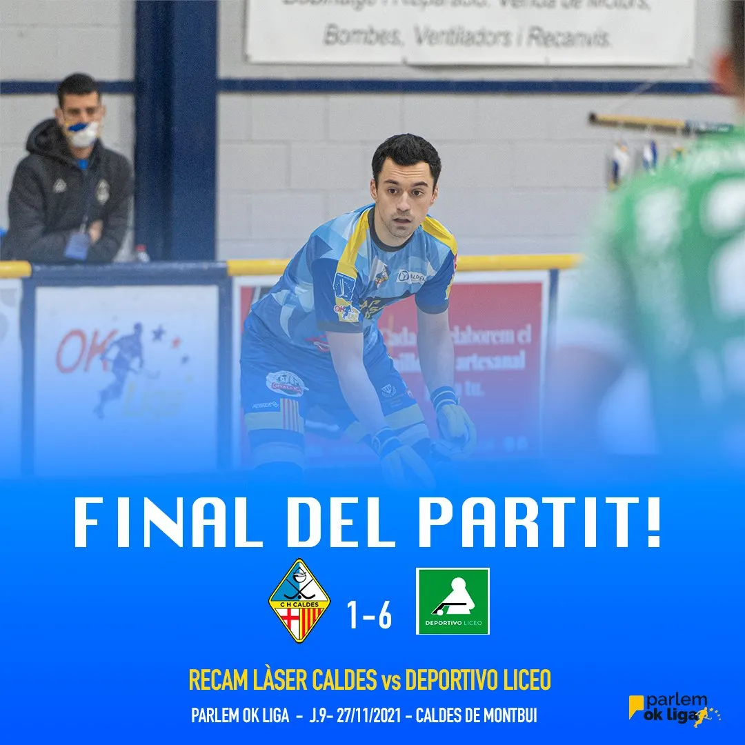 El Rècam Laser Caldes torna a l'OK Lliga amb una severa derrota a casa contra el Liceo (1-6)