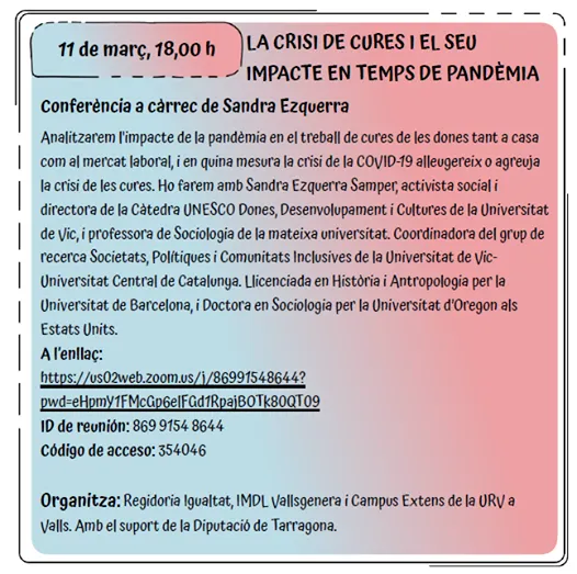 Conferència “La crisi de cures i el seu impacte en temps de pandèmia”