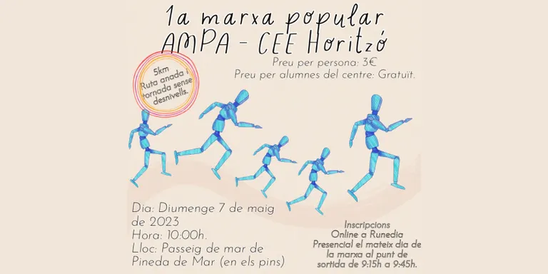 Diumenge es farà la 1 Marxa Popular de l'AMPA de l'escola Horitzó de Pineda