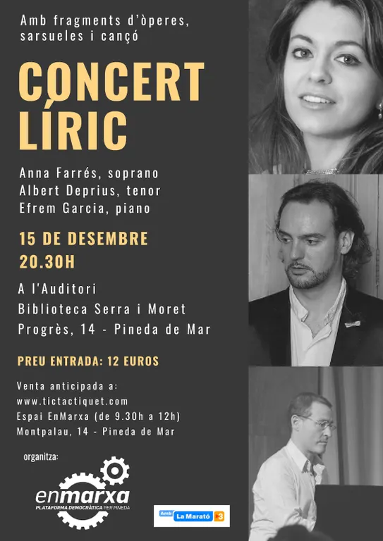 Es posen a la venda les entrades pel Concert Líric a benefici de La Marató