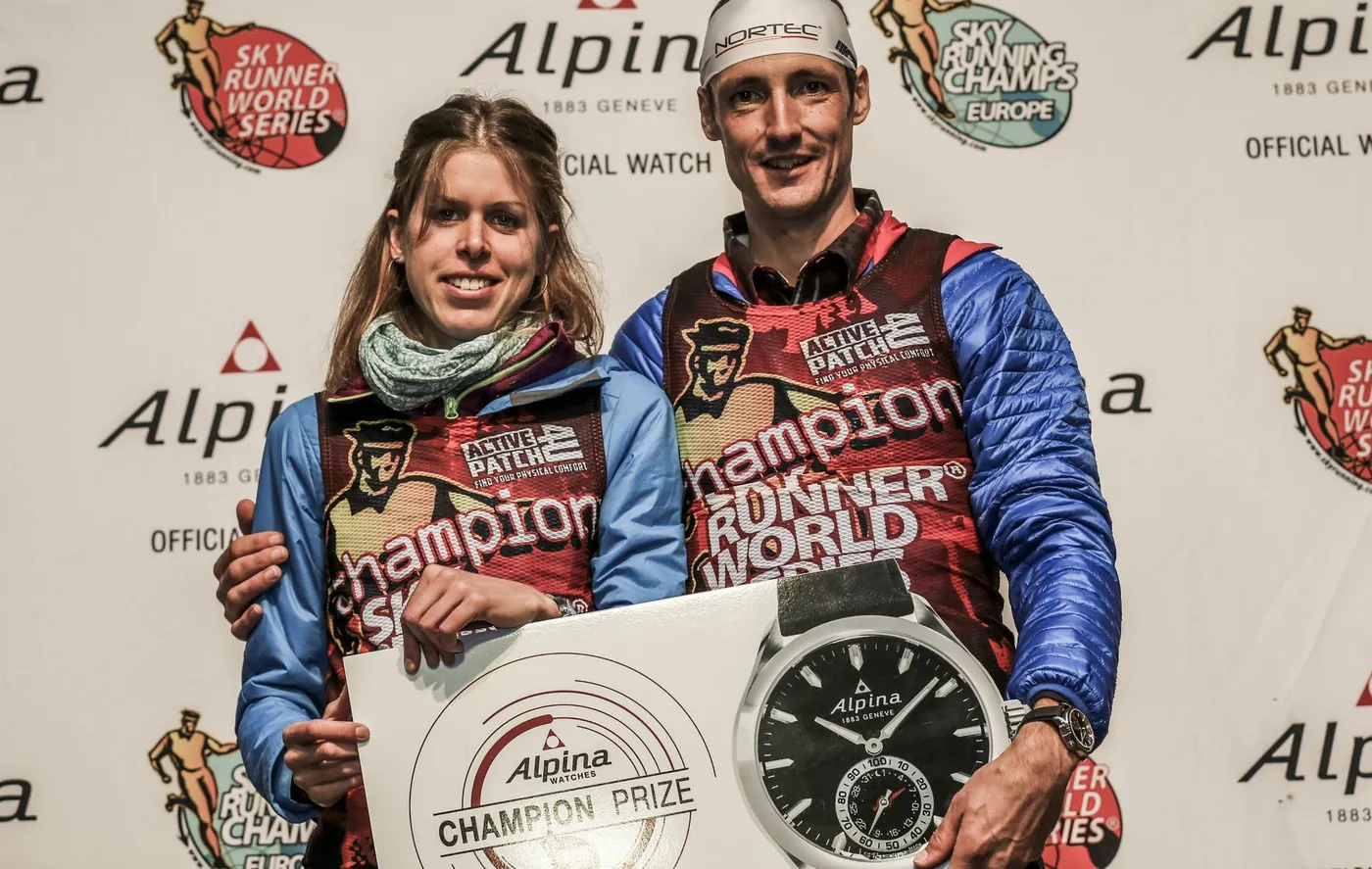 Laura Orgué i Tadei Pivk, amb el mallot de les Skyrunner Word Series