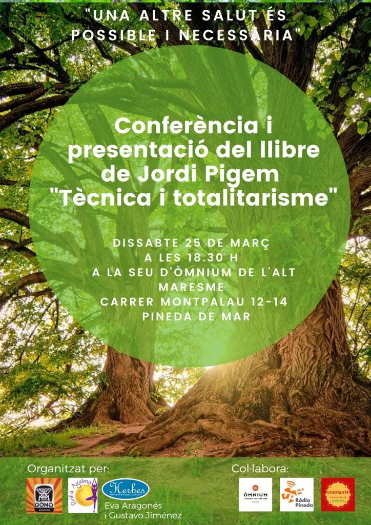 El filòsof Jordi Pigem presentarà a Pineda el llibre 'Tècnica i totalitarisme'