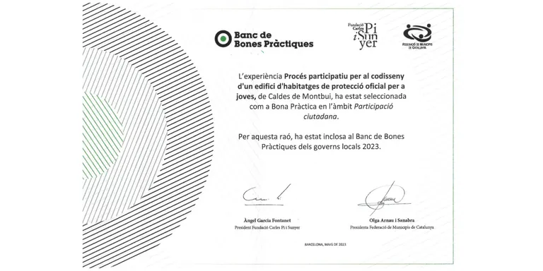 El procés per codissenyar l’edifici d’habitatge jove, reconegut com a exemple de bones pràctiques de participacíó ciutadana