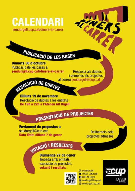 La CUP instal·la un punt d'informació de la campanya 'Diners al carrer'