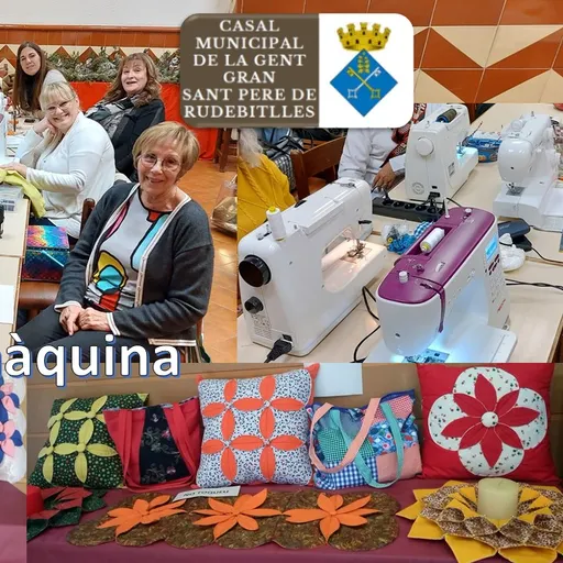 Aprenent a cosir a màquina a Sant Pere de Riudebitlles.