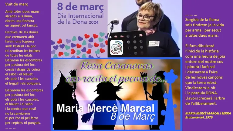 DIA INTERNACIONAL DE LA DONA: Rosa Casanovas en el poema de la Maria-Mercè Marçal “8 de mars”