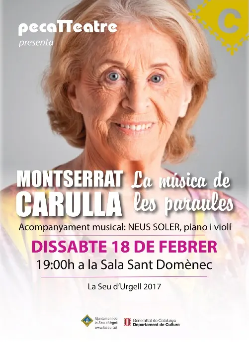 Montserrat Carulla porta a la Seu l'espectacle 'La música de les paraules'
