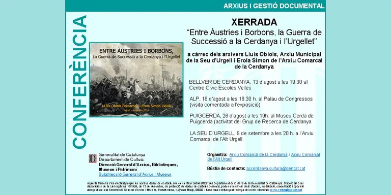 Xerrada a l'Arxiu Comarcal de l'Alt Urgell sobre l'exposició "Entre Àustries i Borbons"