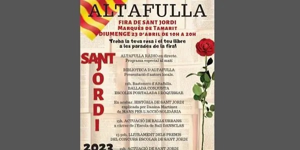 La fira de Sant Jordi d'Altafulla, amb prop d'una vintena de parades de llibres, roses, entitats i també partits en campanya