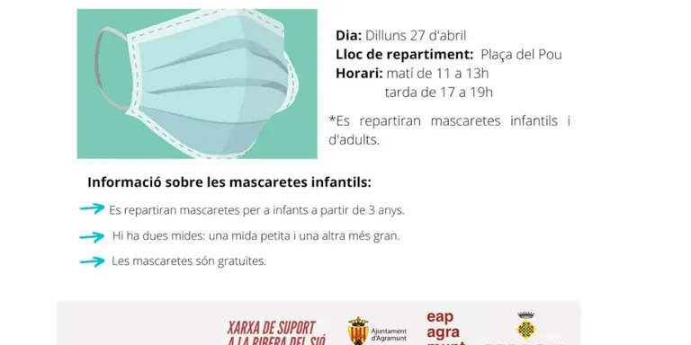 Agramunt reparteix les mascaretes infantils i d'adults fetes per les cosidores de l'Urgell