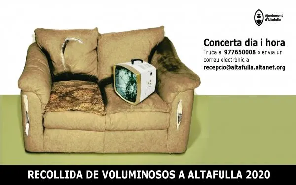 L'Ajuntament d'Altafulla fa una crida a la ciutadania per desfer-se correctament dels voluminosos