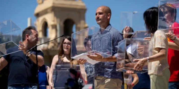 Més de 70 arenyencs participen a la manifestació a Montjuic per defensar el referèndum