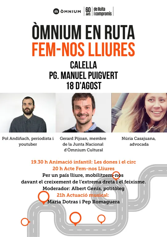 Òmnium Cultural Alt Maresme fa un acte a Calella dins la campanya 'Òmnium en ruta, fem-nos lliures'