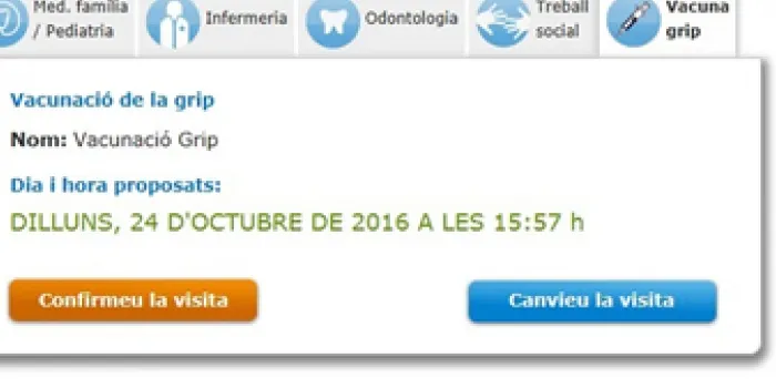 El CAP d’Arenys de Mar no disposa de l’opció de demanar la vacuna de la grip per internet
