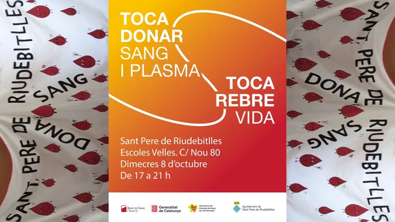 Toca donar sang i plasma el dimecres 8 d’octubre a Sant Pere de Riudebitlles
