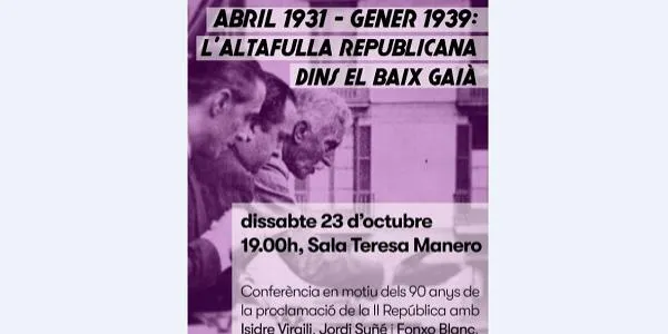 Una xerrada sobre la visió de les víctimes a l’Altafulla Republicana, aquest dissabte a la sala Teresa Manero