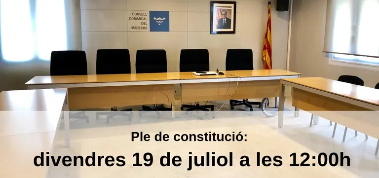 Divendres es farà el plenari de constitució del Consell Comarcal del Maresme