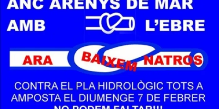 Una seixantena d’arenyencs i arenyenques participaran de la manifestació contra el transvassament de l’Ebre