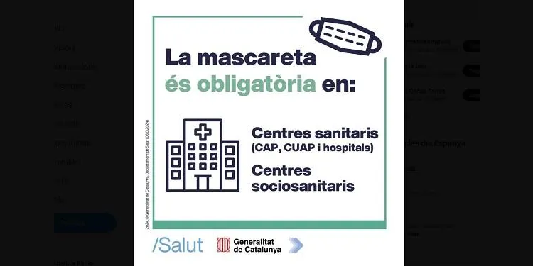 A partir d'aquest dilluns la mascareta ja torna a ser obligatòria als centres sanitaris de Catalunya