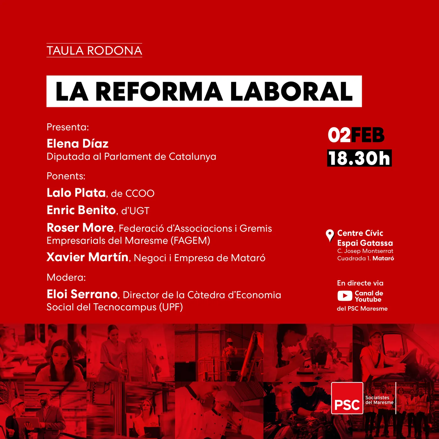 El PSC Maresme organitza una taula rodona per parlar de la reforma laboral